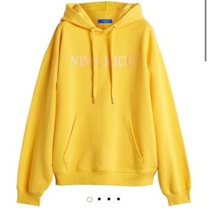 Nina Ricci embroidered logo drawstring hoodie in yellow - XS